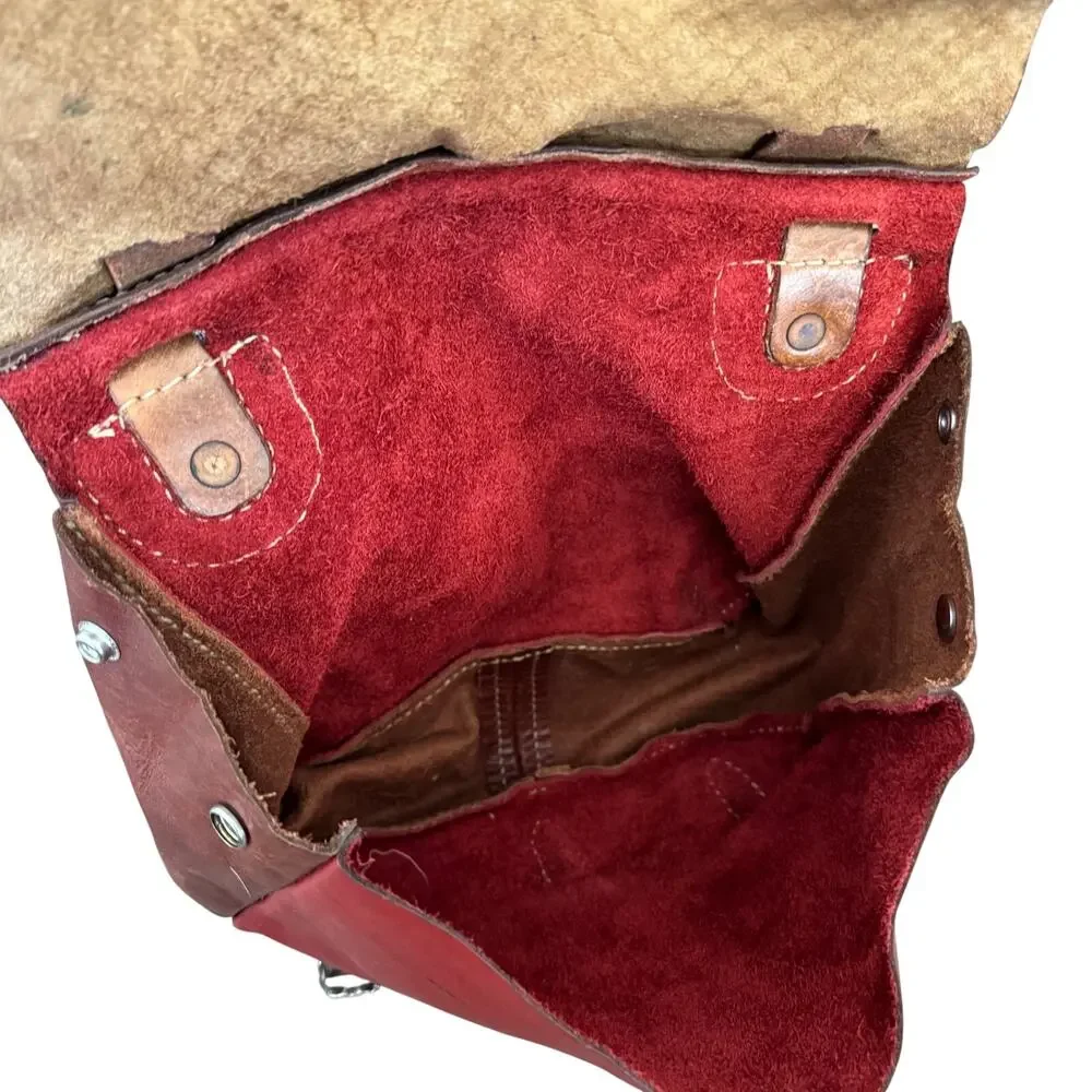 Handmade leather ren faire fantasy mix leather crossbody bag - Picture 4 of 12